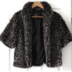 Faux fur animal print jacket